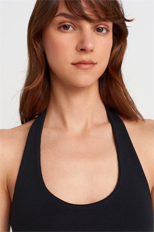 Wholesale Womens Black Cotton Halter Top