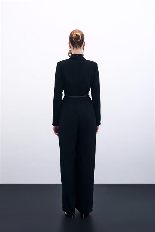 Wholesale Womens Black Crepe Jumpsuit with Belt