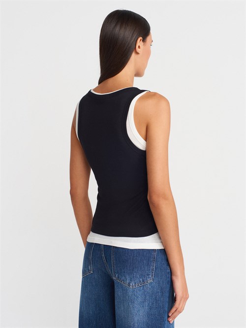 Wholesale Womens Black Double Layer Cotton Top