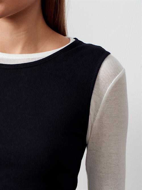 Wholesale Womens Black Double Layer Cotton Blouse