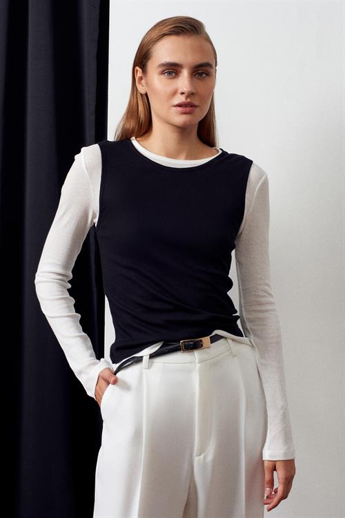 Wholesale Womens Black Double Layer Cotton Blouse