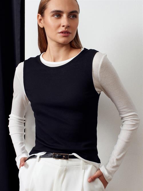 Wholesale Womens Black Double Layer Cotton Blouse