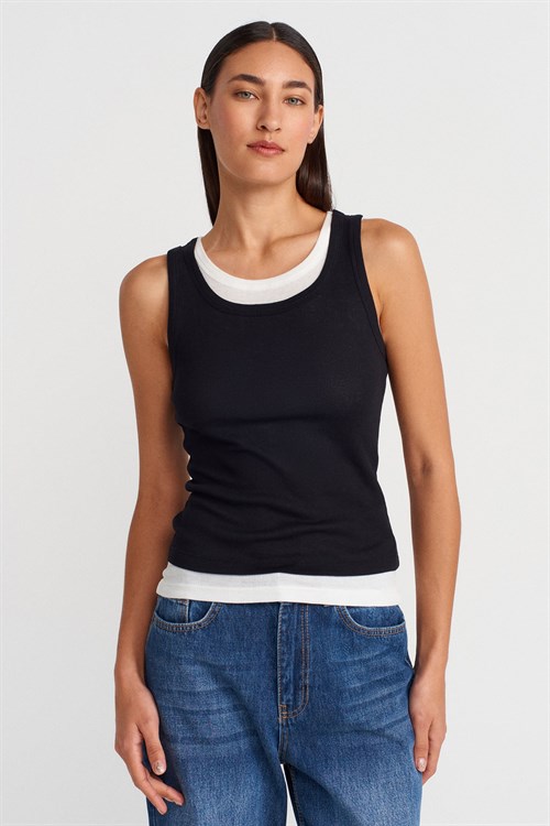 Wholesale Womens Black Double Layer Cotton Top