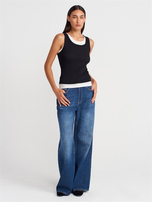 Wholesale Womens Black Double Layer Cotton Top