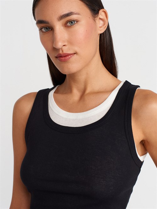 Wholesale Womens Black Double Layer Cotton Top