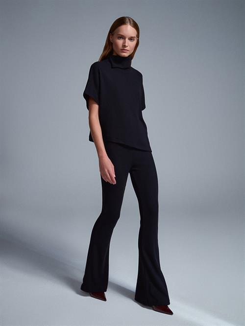 Wholesale Womens Black High Waist Knitted Trousers