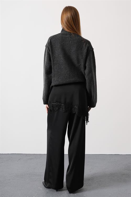 Wholesale Womens Black Lace Detailed Trousers