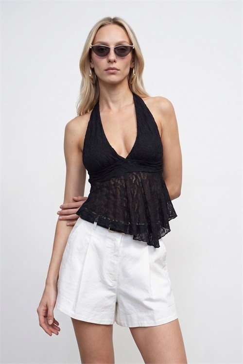 Wholesale Womens Black Lace Halter Top