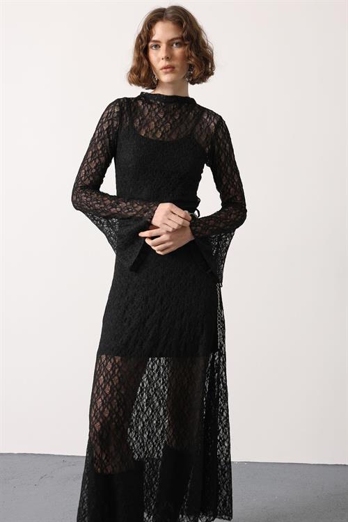 Wholesale Womens Black Lace Maxi Dress