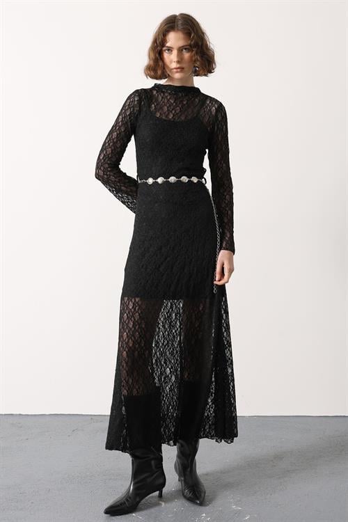 Wholesale Womens Black Lace Maxi Dress
