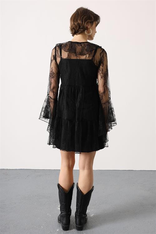 Wholesale Womens Black Lace Mini Dress