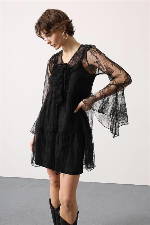Wholesale Womens Black Lace Mini Dress