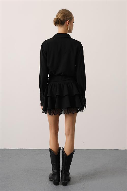 Wholesale Womens Black Lace Mini Dress with Belt