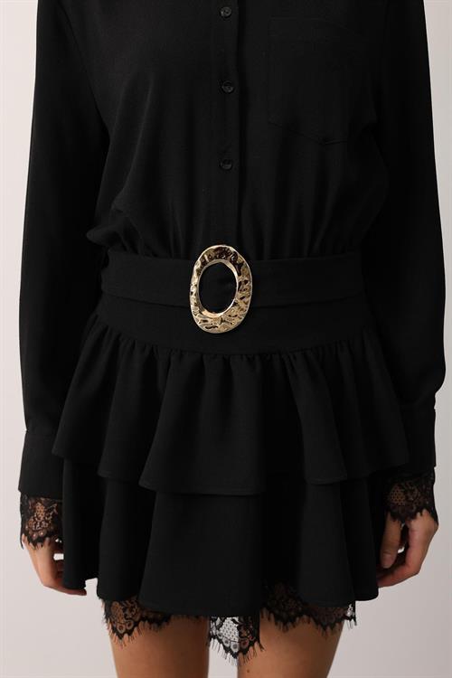 Wholesale Womens Black Lace Mini Dress with Belt