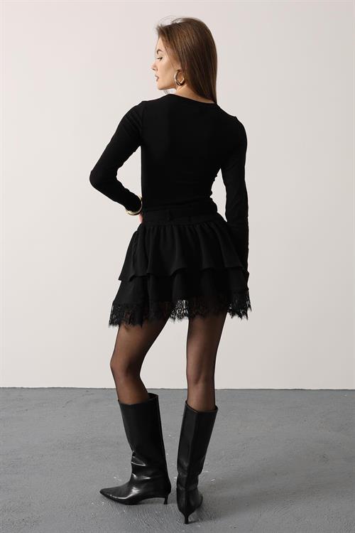 Wholesale Womens Black Lace Mini Skirt with Belt