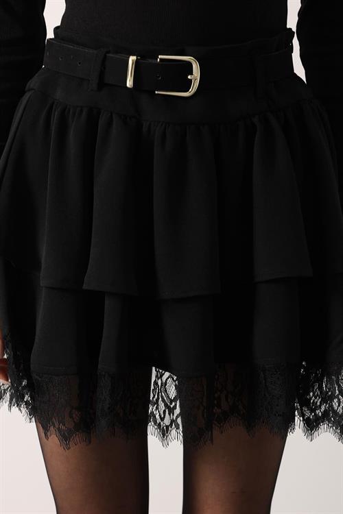 Wholesale Womens Black Lace Mini Skirt with Belt