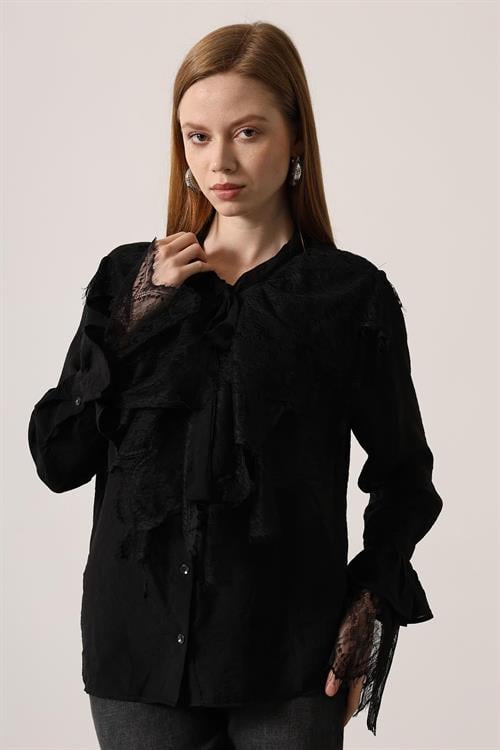 Wholesale Womens Black Lace Shirt