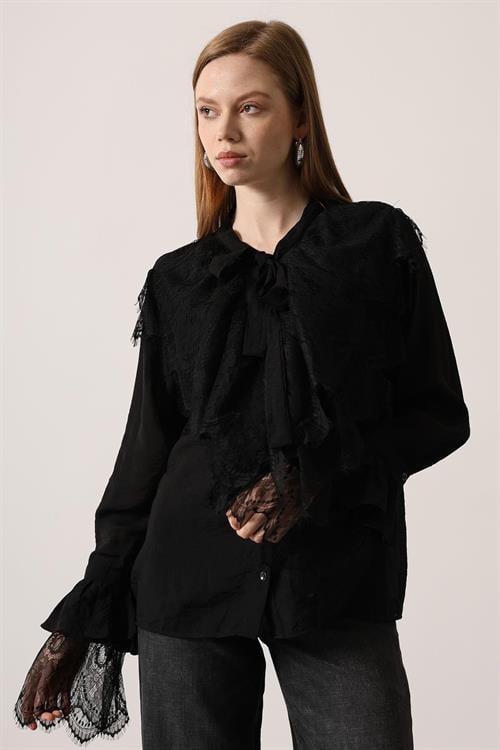 Wholesale Womens Black Lace Shirt