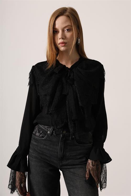 Wholesale Womens Black Lace Shirt