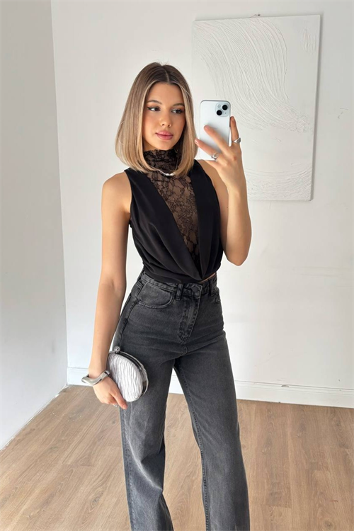 Wholesale Womens Black Lace Sleeveless Blouse