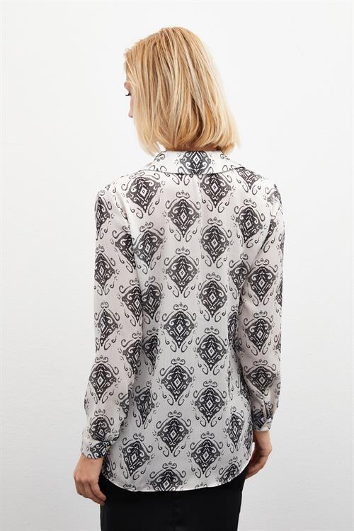 Wholesale Womens Black Loose-Fit Patterned Shirt