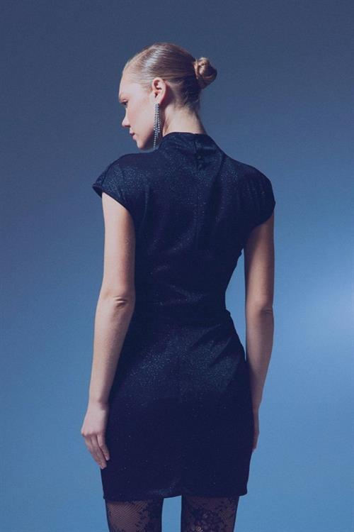 Wholesale Womens Black Lurex Mock-Neck Bodysuit