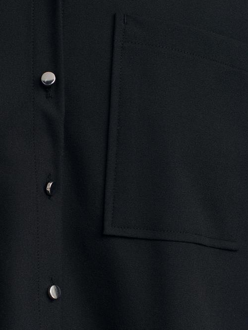 Wholesale Womens Black Oversized Shirt with Patch Pockets