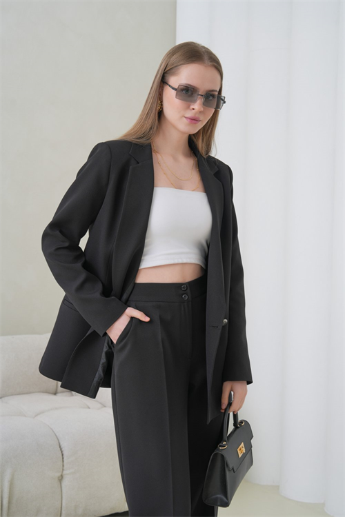 Wholesale Womens Black Plus Size Two-Piece Suit 