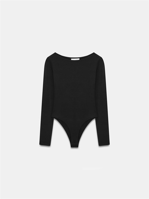 Wholesale Womens Black Scoop-Neck Bodysuit