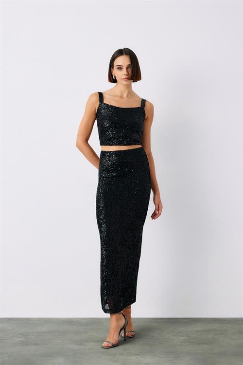 Wholesale Womens Black Sequined Skirt