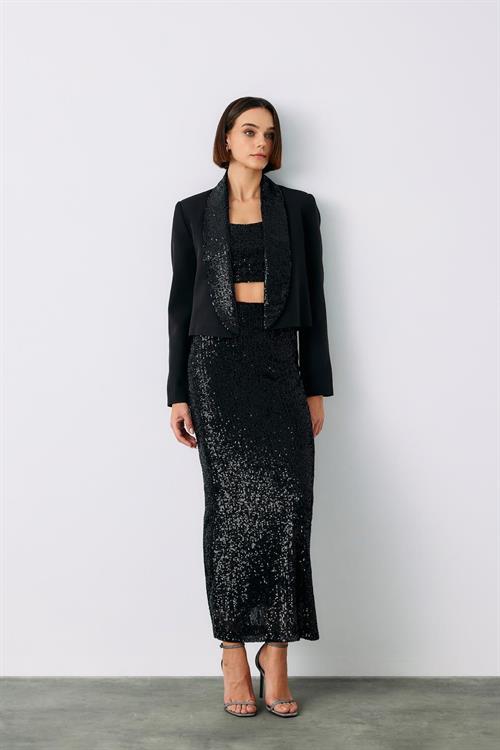 Wholesale Womens Black Sequined Skirt