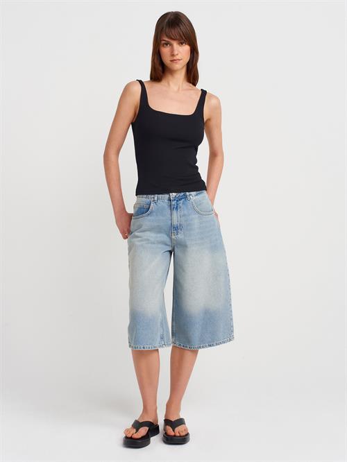 Wholesale Womens Black Square-Neck Tank Top with Open Back