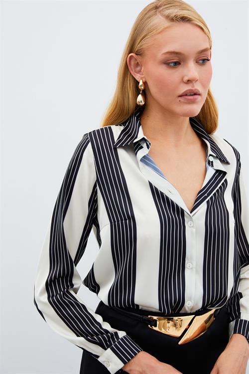 Wholesale Womens Black Striped Shirt