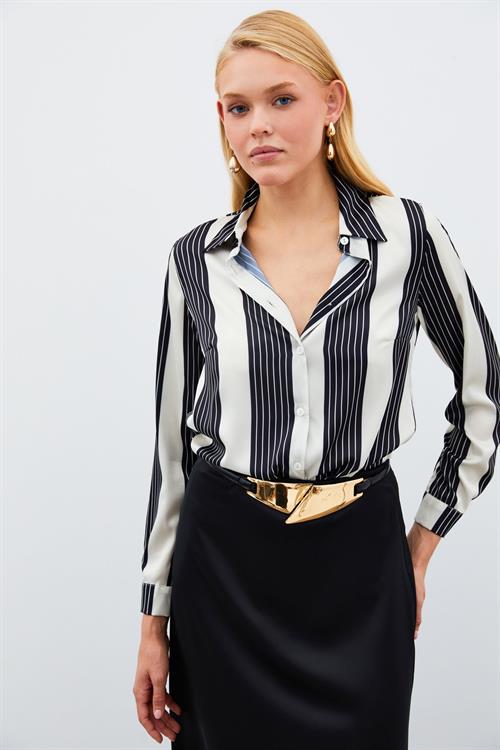 Wholesale Womens Black Striped Shirt