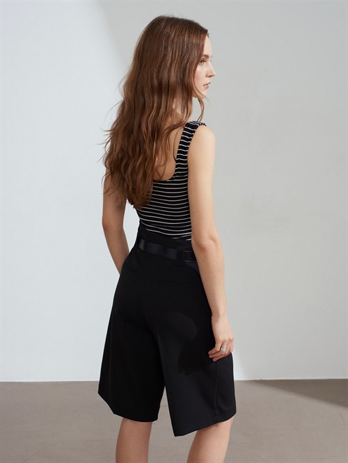 Wholesale Womens Black Striped Top with Wide Straps