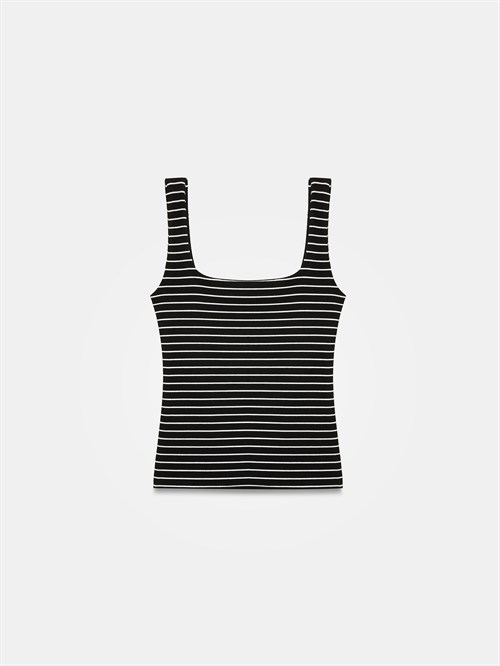 Wholesale Womens Black Striped Top with Wide Straps