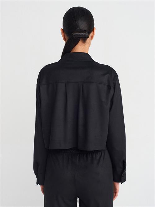 Wholesale Womens Black Suede Crop Shirt