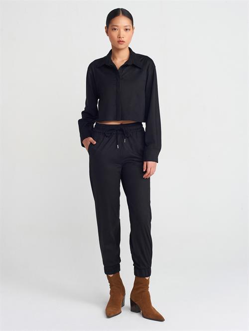 Wholesale Womens Black Suede Crop Shirt