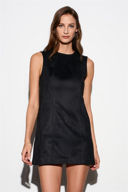 Wholesale Womens Black Suede Mini Dress