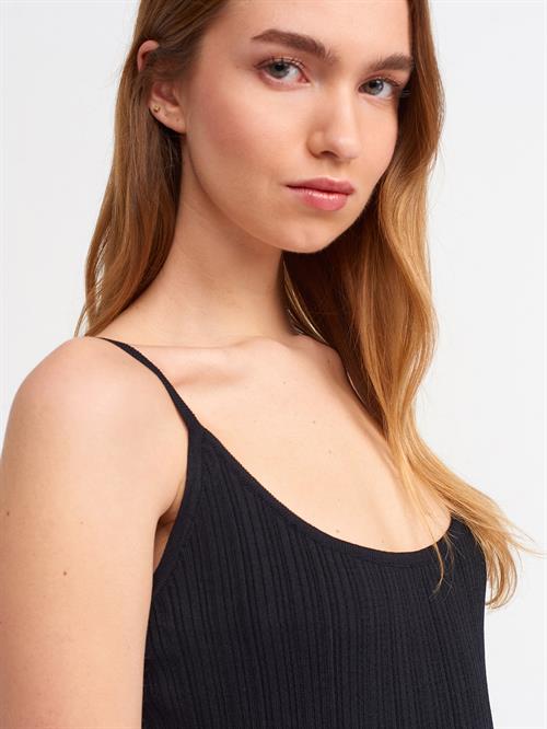 Wholesale Womens Black Thin Strap Knit Dress with Side Slit