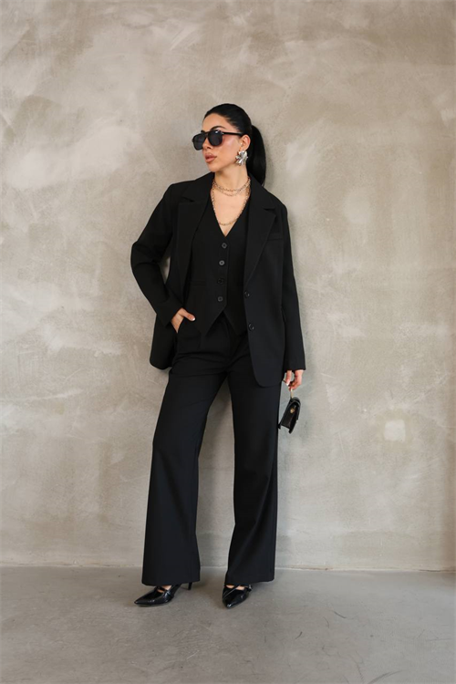 Wholesale Womens Black Three-Piece Suit 