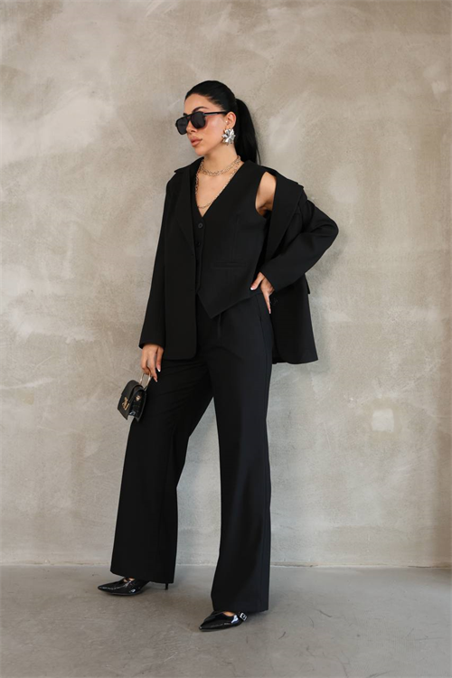 Wholesale Womens Black Three-Piece Suit 