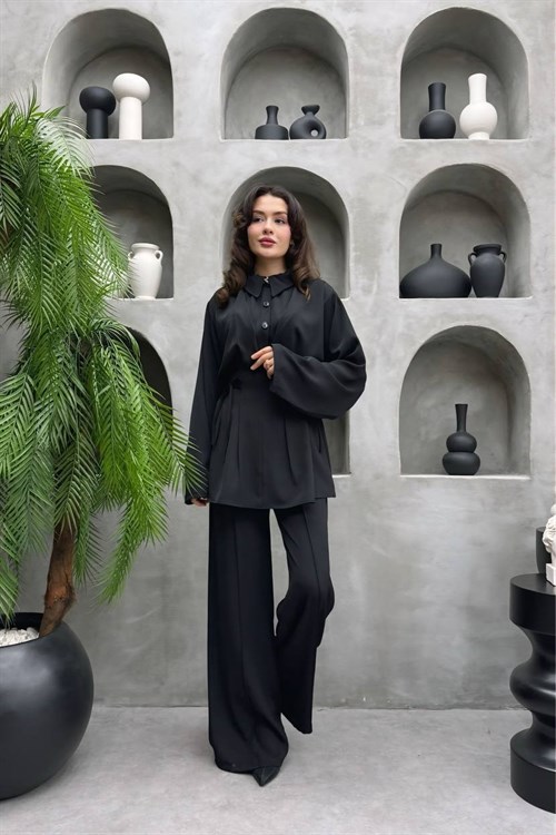 Wholesale Womens Black Two-Piece Hijab Set