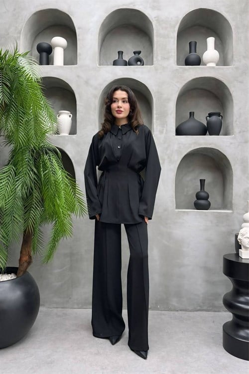 Wholesale Womens Black Two-Piece Hijab Set