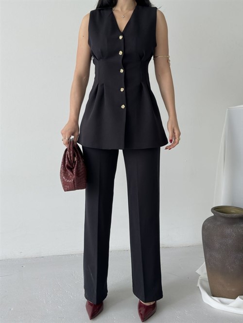 Wholesale Womens Black Two-Piece Suit 
