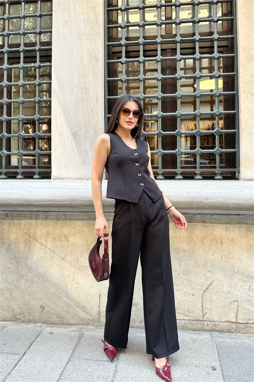 Wholesale Womens Black Two-Piece Suit 