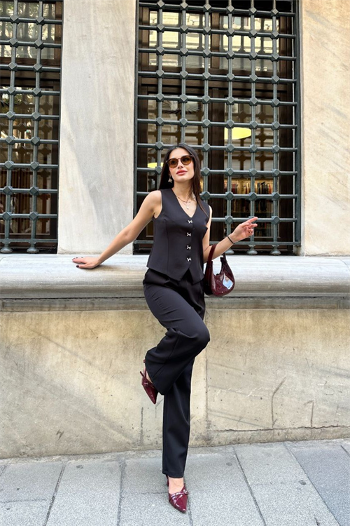 Wholesale Womens Black Two-Piece Suit 