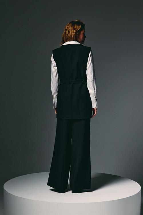 Wholesale Womens Black Waistcoat with Belt