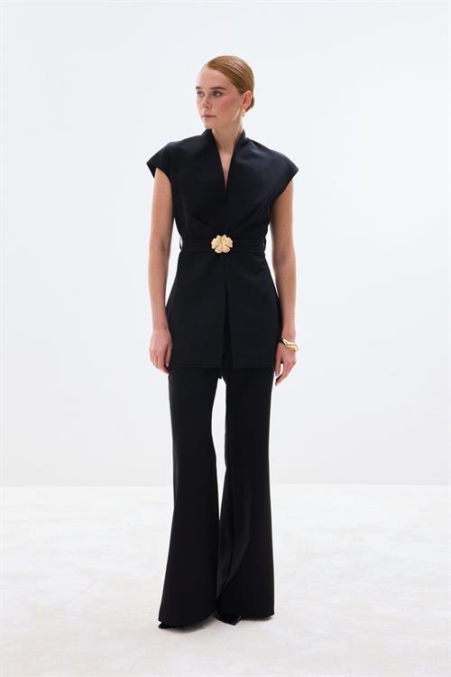 Wholesale Womens Black Waistcoat with Belt