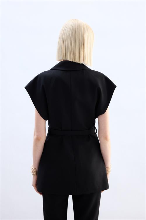 Wholesale Womens Black Waistcoat with Belt